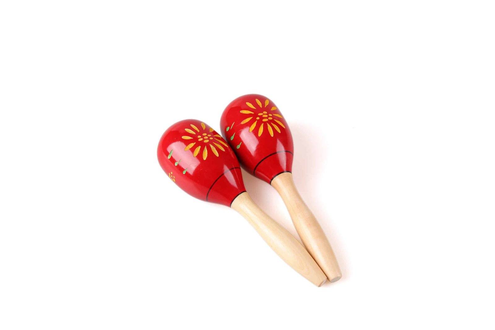 M002-1 carved wood maracas pair