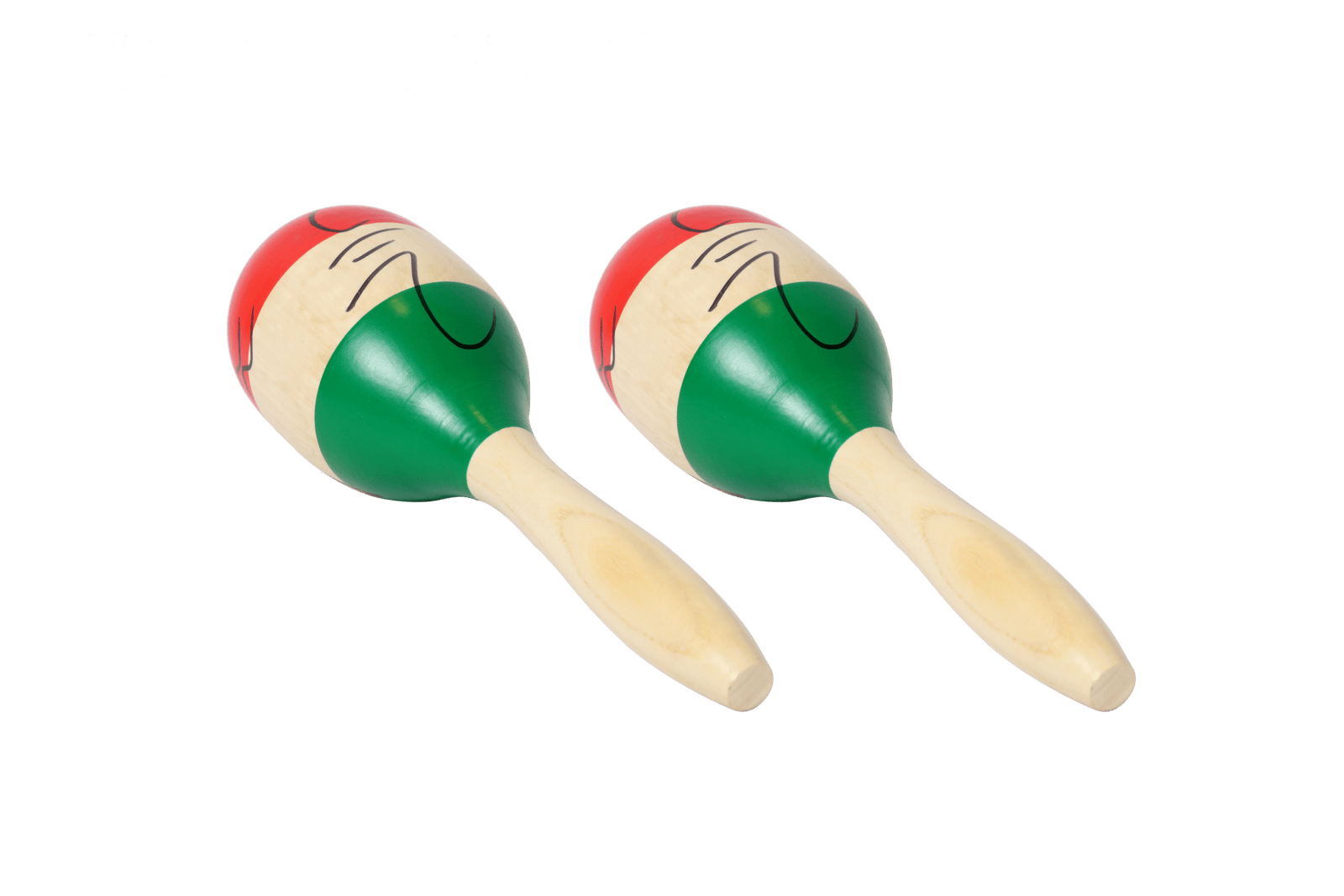 M002-2 palm-tree painted wood maracas pair