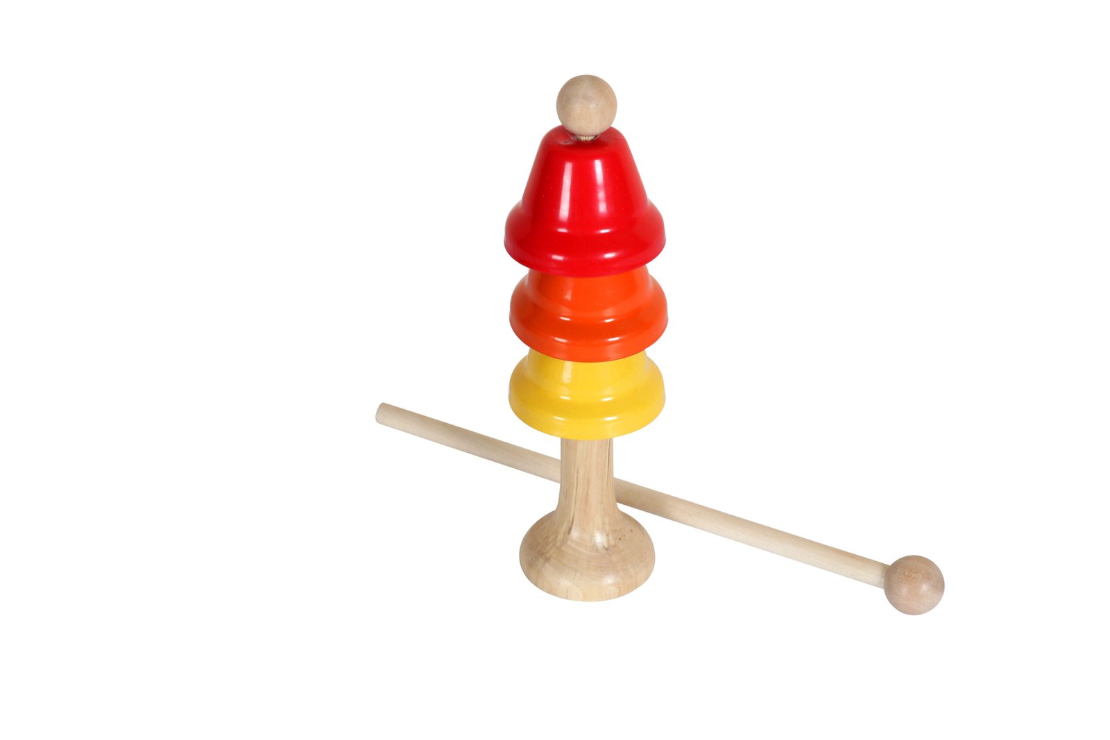 B039-1 three tone bell with wood base and one mallet