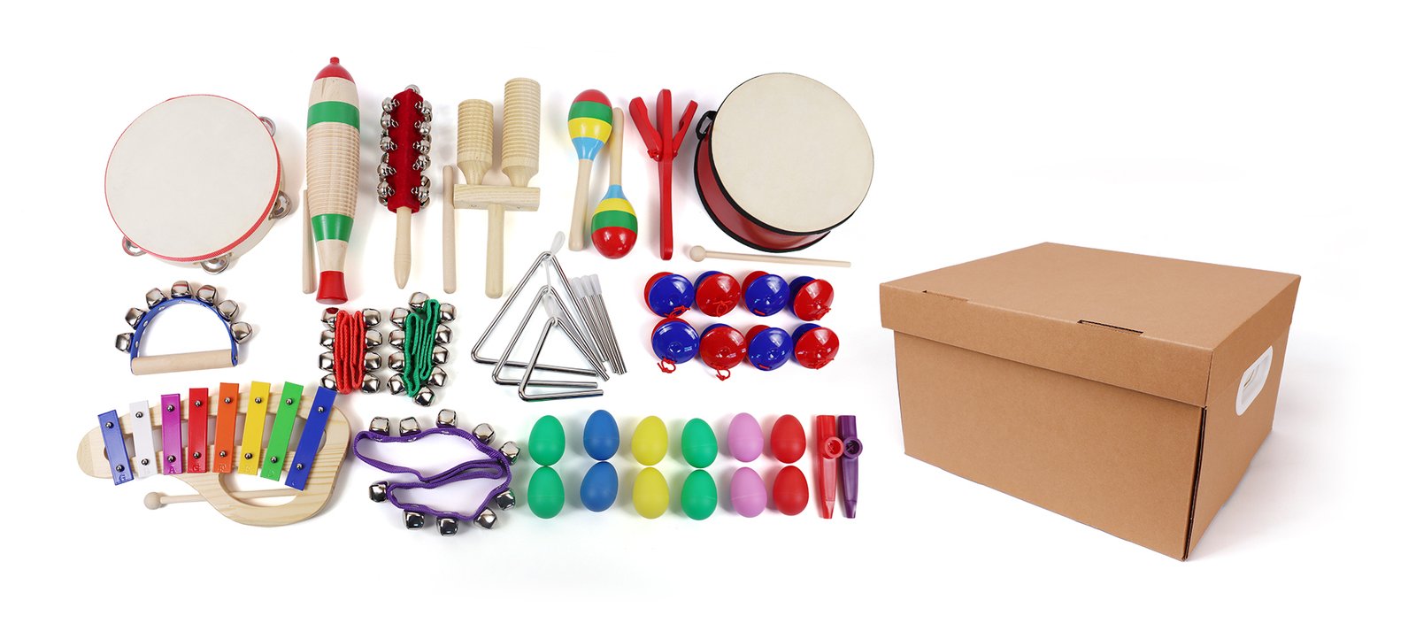 P008-1 27-piece instrument set with assorted mixed material rhythm items