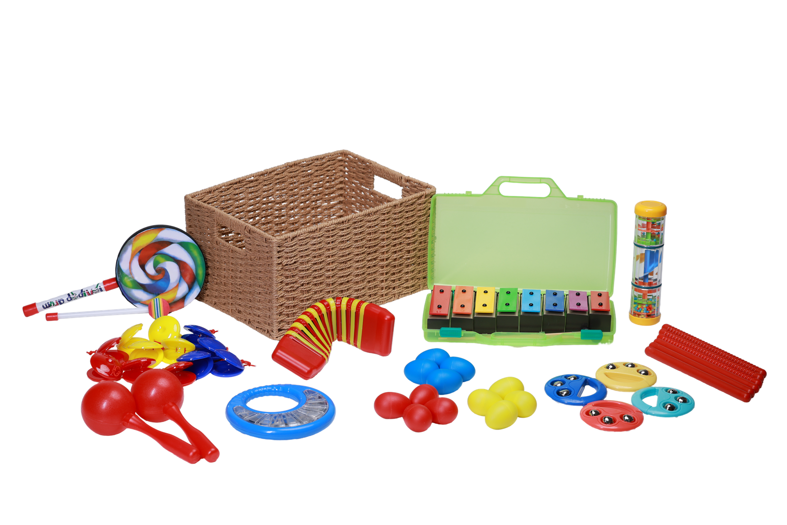 P008-2 25-piece basket set with colorful rhythm items