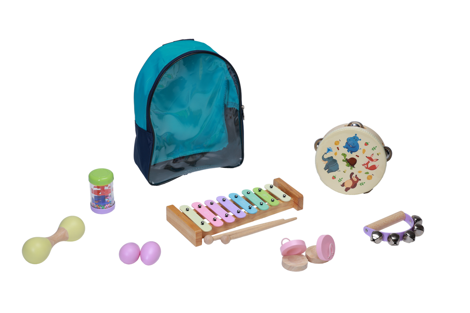 P014-3 7-piece instrument set with colorful mixed material rhythm items