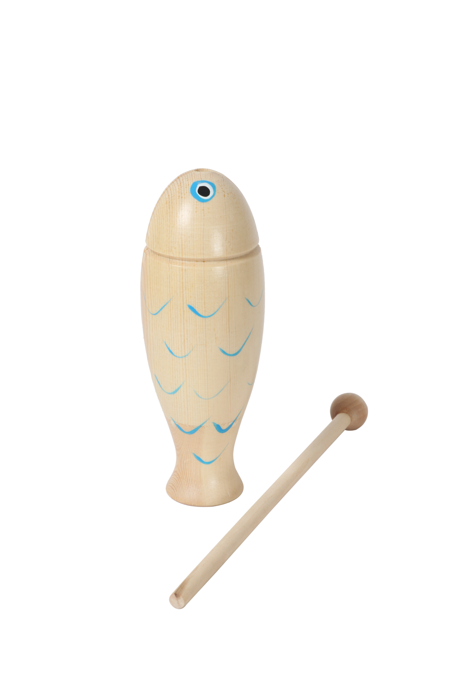 S009-1 natural fish-shaped wood tone block with stick