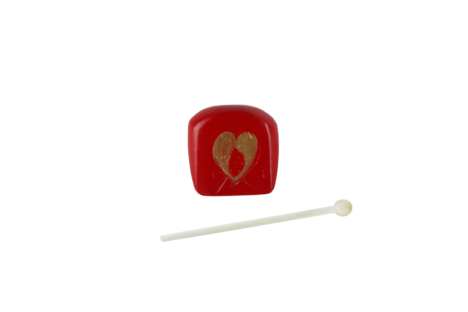 S011-1 single red wood fish tone block with stick