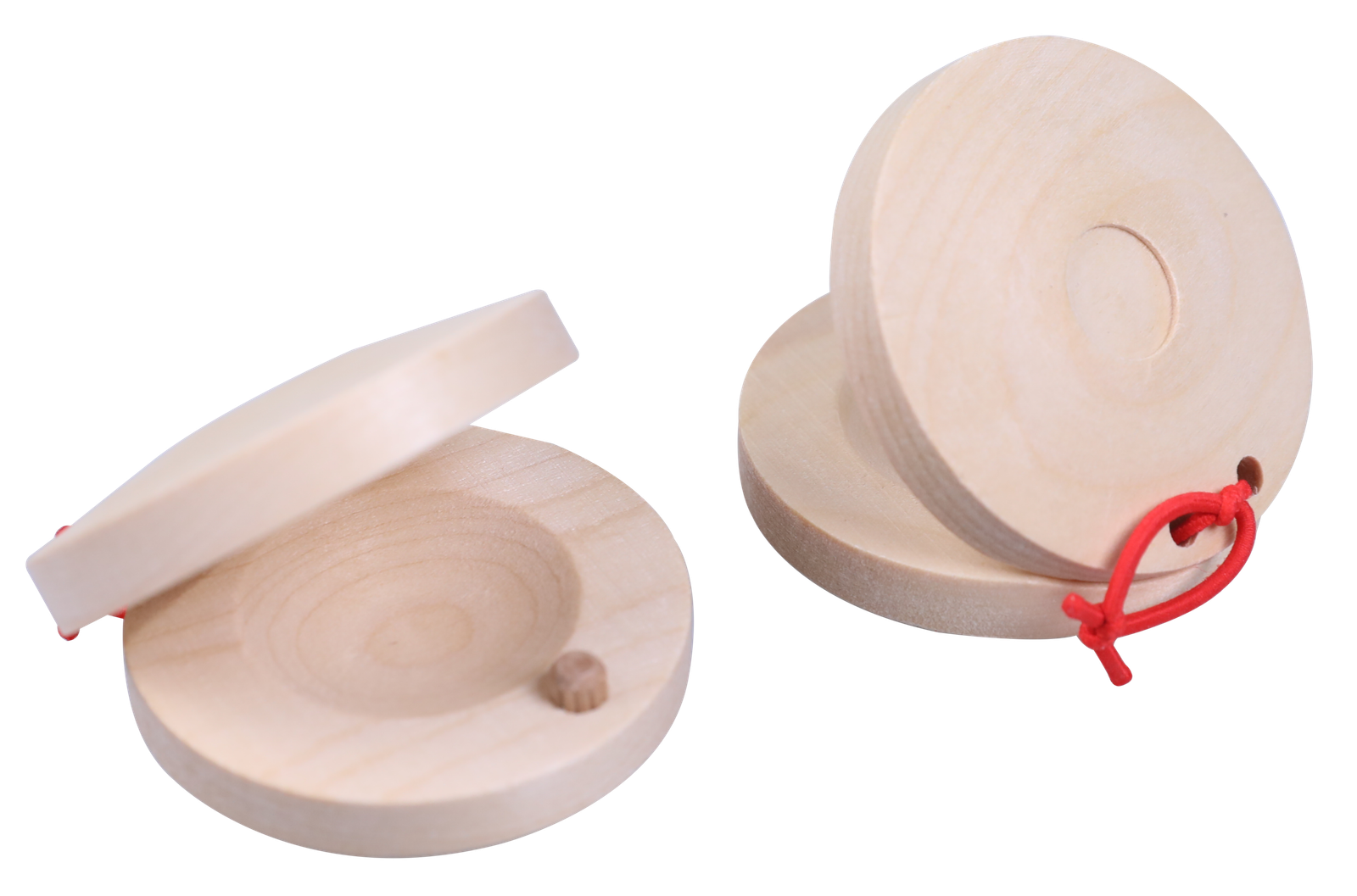 S026-1 natural wood hand castanets pair