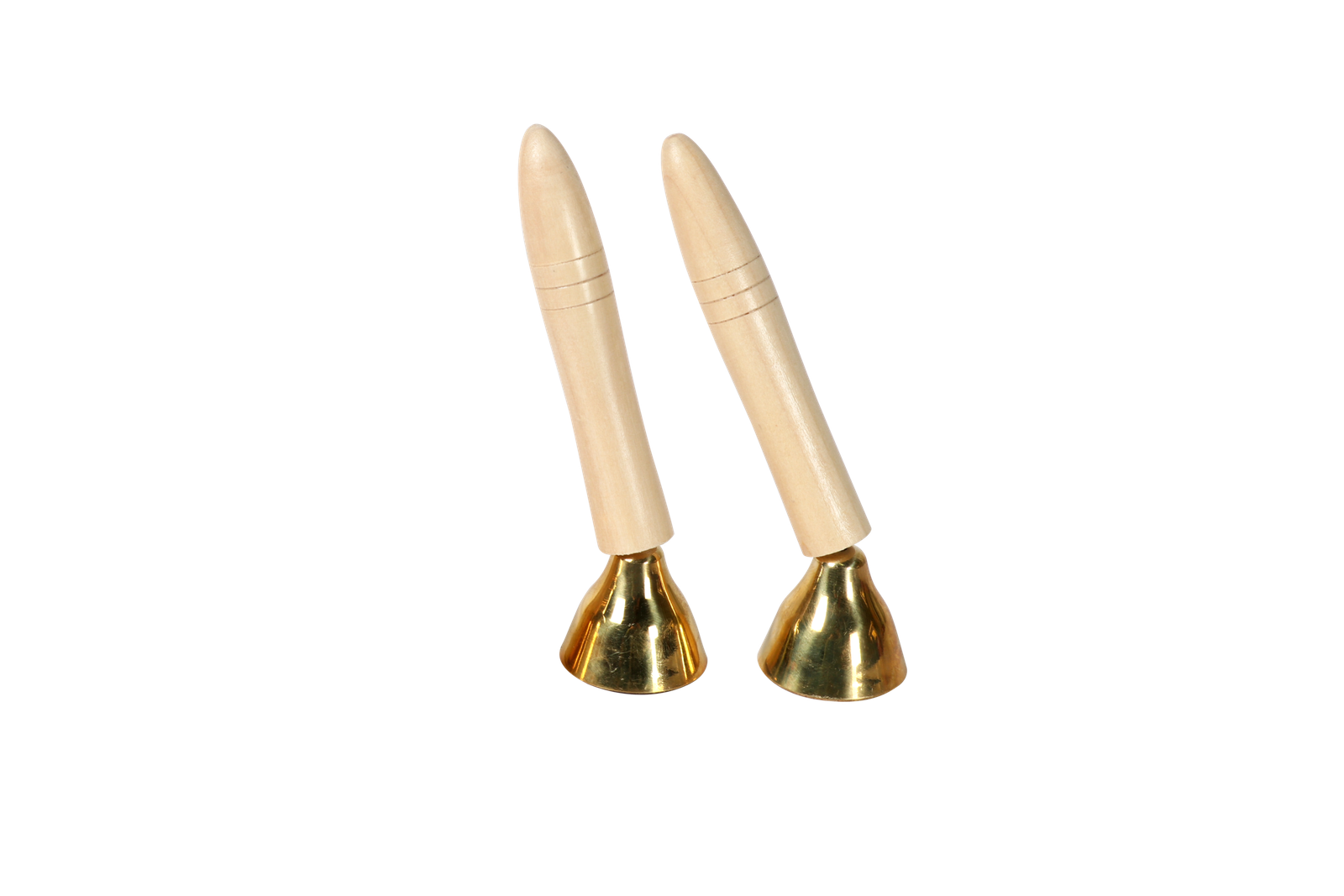 T013-1 small wood handle copper bell pair