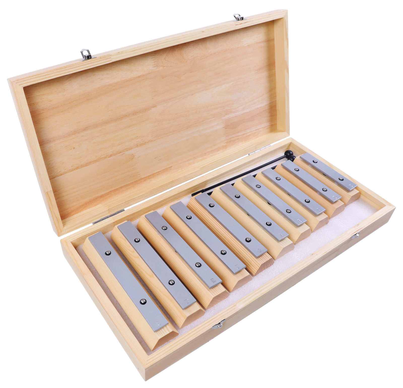X020-1 10-note boxed bar set with wooden box and aluminium bars