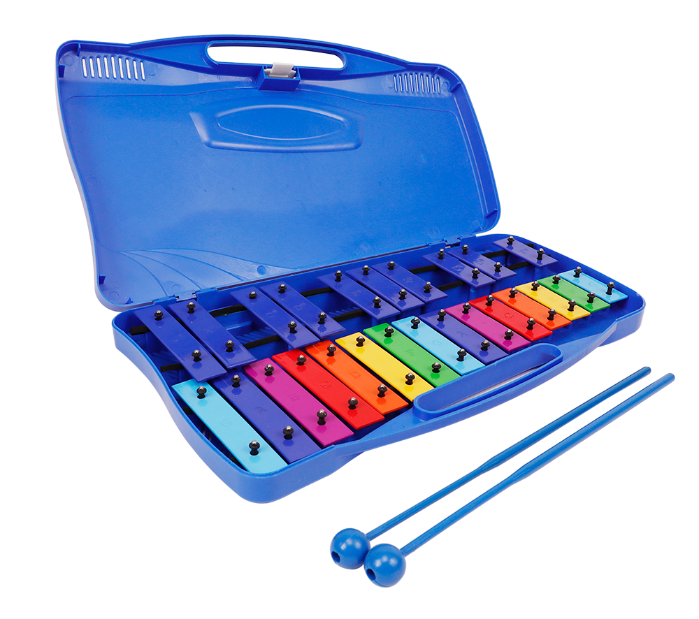 X022-1 blue 25-note bell kit with plastic case and iron bars