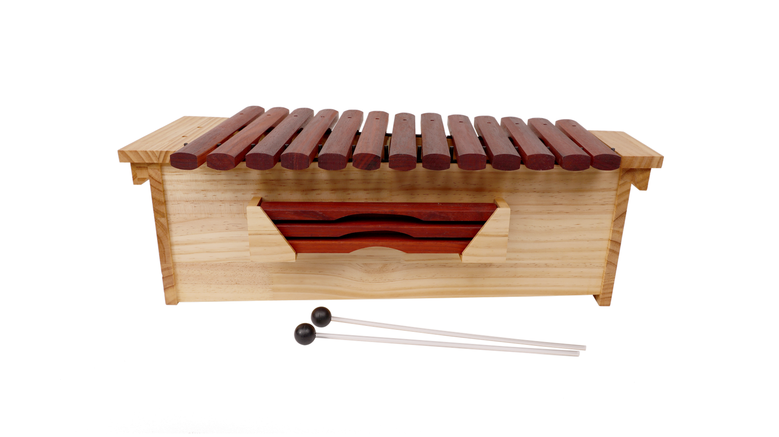 X026-1 bass xylophone with wider wooden body and two mallets