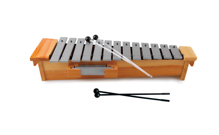 X027-1 soprano metallophone with aluminium bars and wooden resonator body